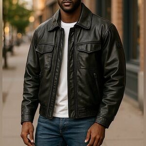 First‎ Gear Scout Leather Thermoliner Motorcycle Jacket, Black, Mens 46